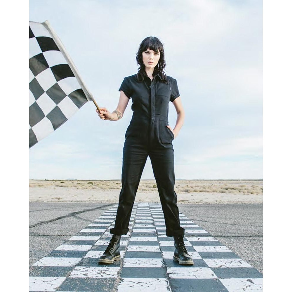 ATWYLD Womens Black Cotton Short Sleeve Utility Coverall Jumpsuit XS RN152215
